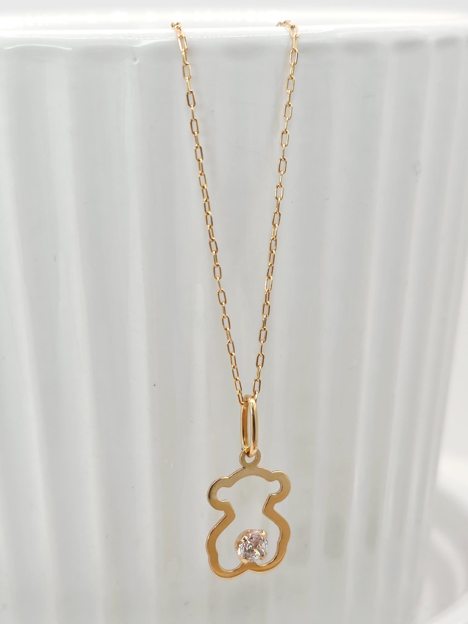 Cadena limada 50 cm y oso circón 2 cm 1.9 grs Oro 18k 3