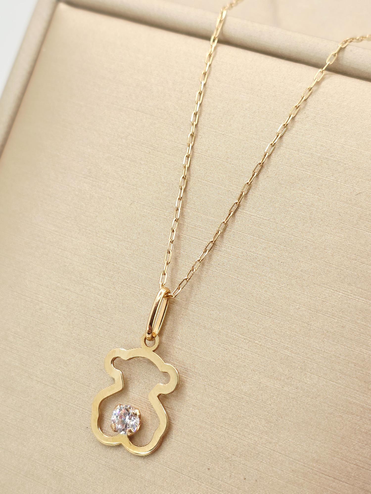 Cadena limada 50 cm y oso circón 2 cm 1.9 grs Oro 18k 4