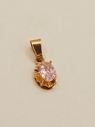 Colgante chaton ovalado rosa de francia 1.8 cm 1.2 grs Oro 18k
