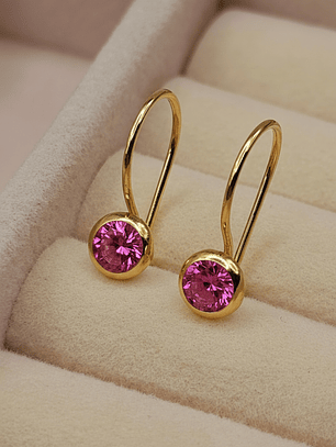 Aros punto de luz rosa de francia con gancho 1.6 cm 1.1 grs Oro 18k