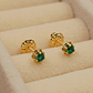 Aros chaton italiano esmeralda 4 mm 0.7 grs Oro 18k - Miniatura 3
