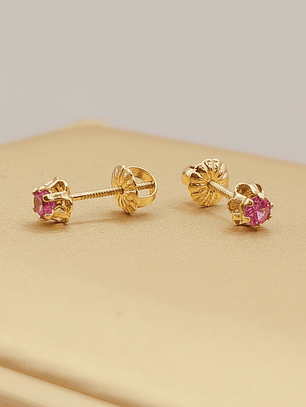 Aros chaton italiano rosa de francia 5 mm 0.9 grs Oro 18k