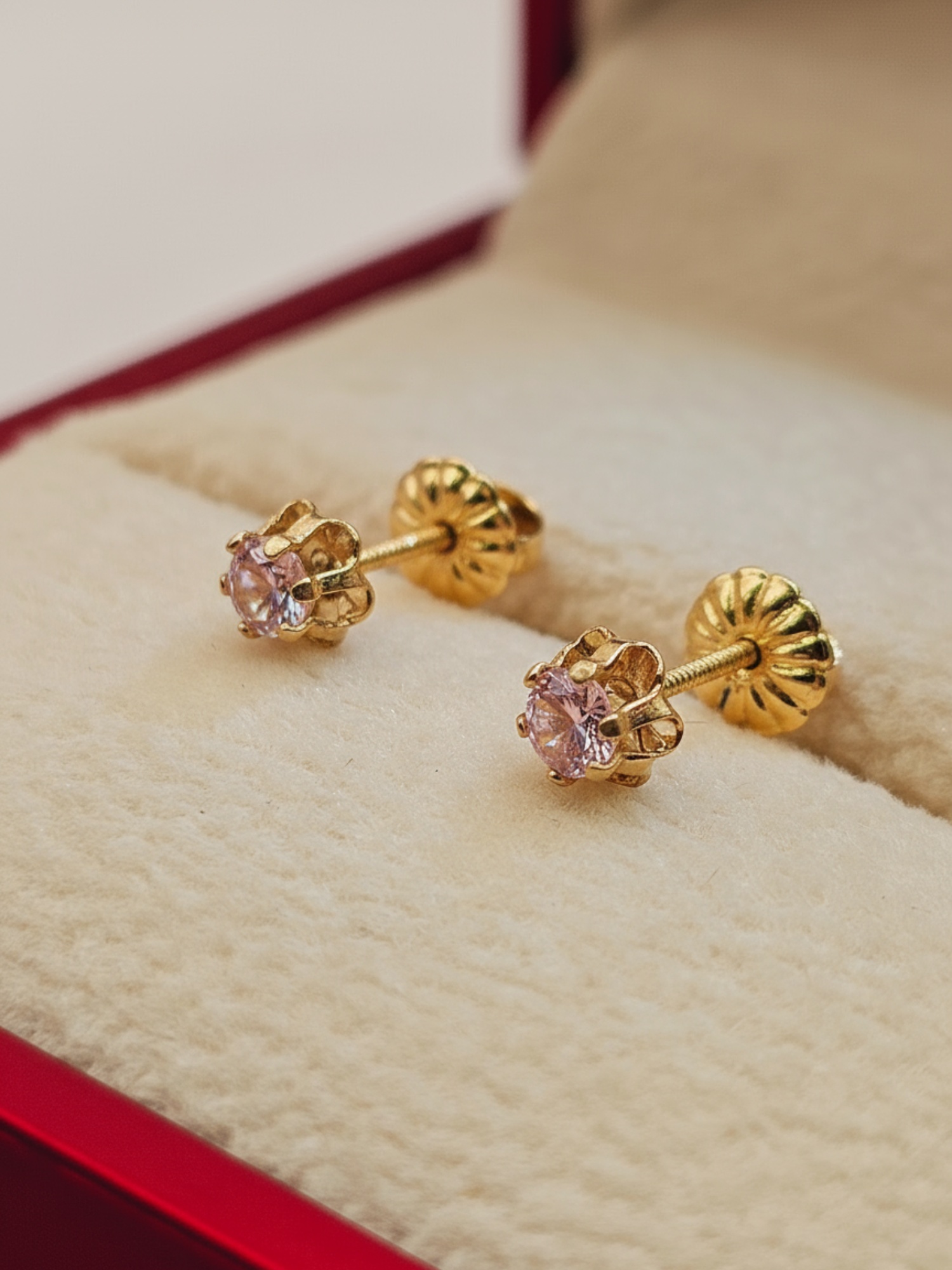 Aros chaton italiano rosa de francia 5 mm 0.9 grs Oro 18k 3