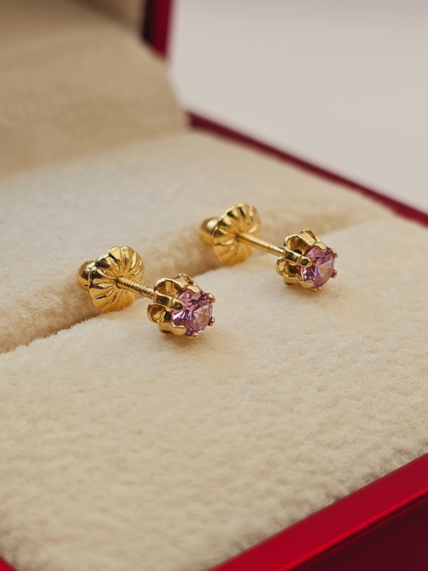 Aros chaton italiano rosa de francia 5 mm 0.9 grs Oro 18k 4