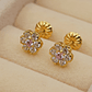 Aros roseta rosa de francia 6 mm 1.2 grs Oro 18k - Miniatura 1