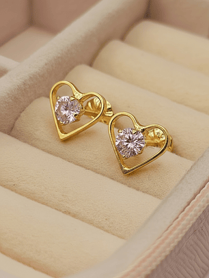 Aros corazón rosa de francia 9 mm 1.9 grs Oro 18k