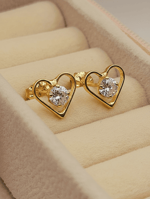 Aros corazón rosa de francia 9 mm 1.9 grs Oro 18k