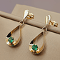 Aros gota colgante esmeralda con gancho 2. 9 cm 2.4 grs Oro 18k - Miniatura 4