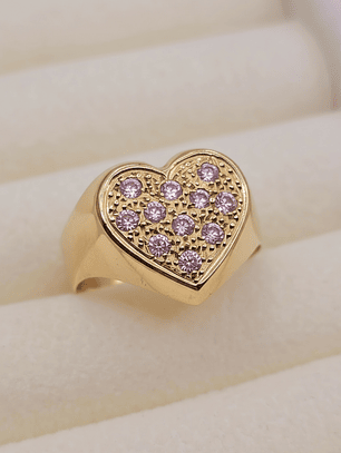 Anillo corazón rosa de francia 5.3 grs Oro 18k