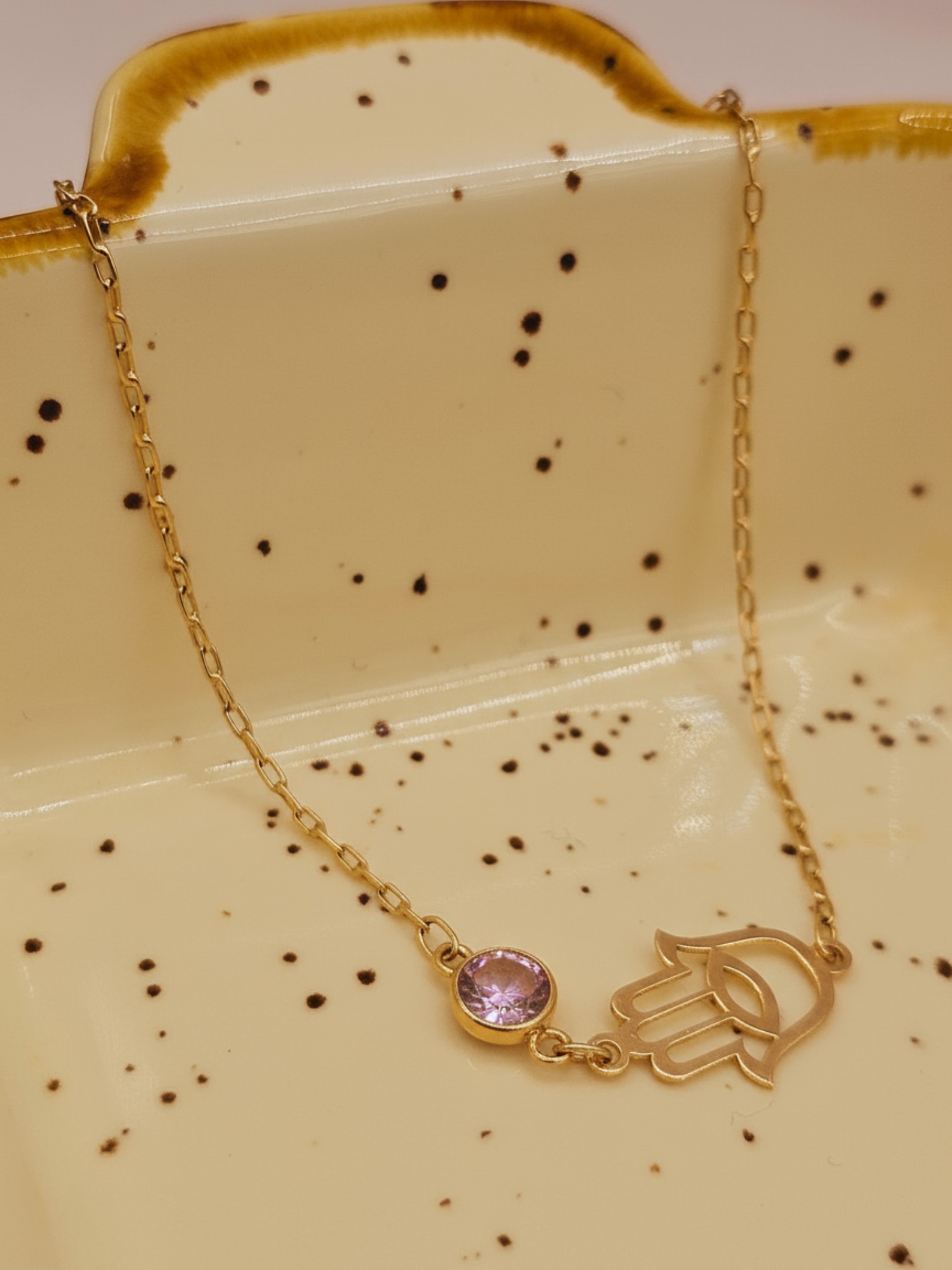 Pulsera mano de Fátima y rosa de francia 19 cm 1.5 grs Oro 18k 3