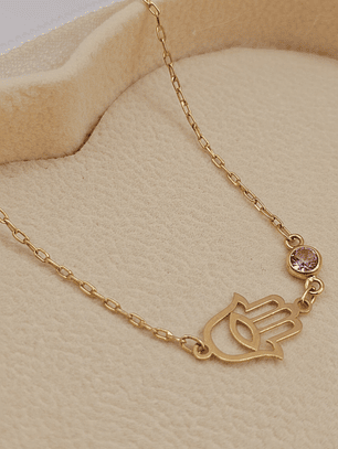 Pulsera mano de Fátima y rosa de francia 19 cm 1.5 grs Oro 18k