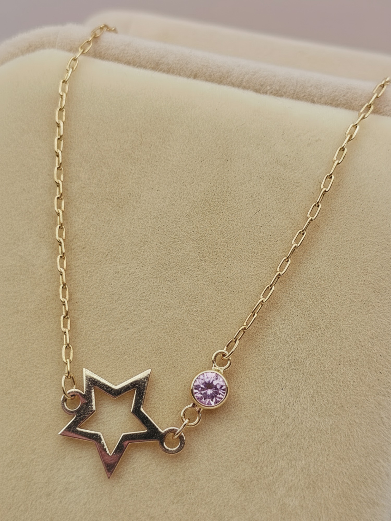 Pulsera estrella punto de luz rosa de francia 18 cm 1.6 grs Oro 18k 2