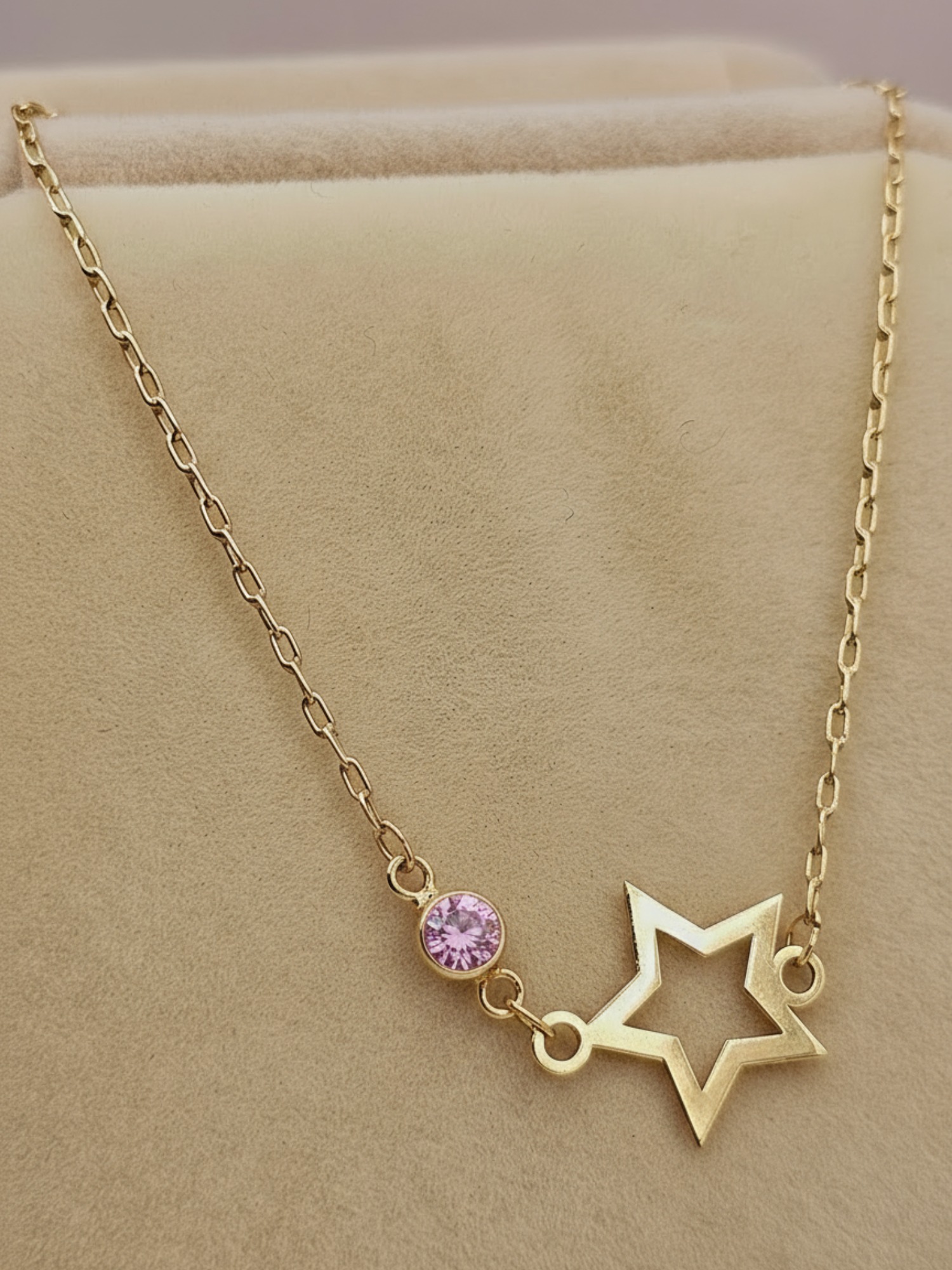 Pulsera estrella punto de luz rosa de francia 18 cm 1.6 grs Oro 18k 1