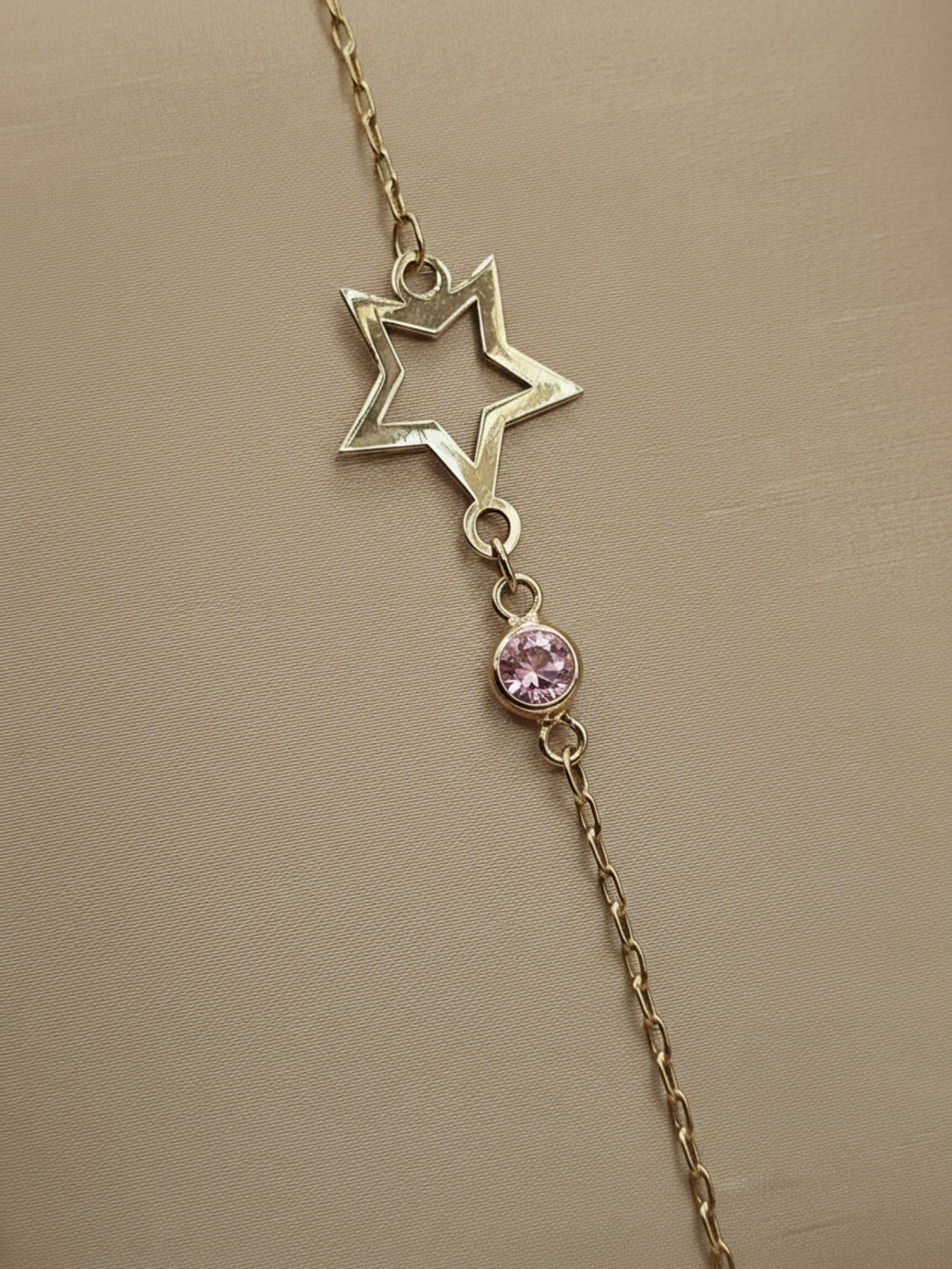 Pulsera estrella punto de luz rosa de francia 18 cm 1.6 grs Oro 18k 5