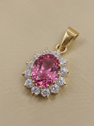 Colgante reina circones y rosa de francia 2.2 cm 2.6 grs Oro 18k