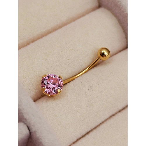 Piercing rosa de francia y bolita 2 cm 0.7 grs Oro 18k
