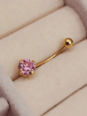 Piercing rosa de francia y bolita 2 cm 0.7 grs Oro 18k