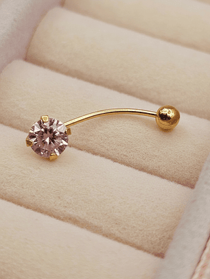 Piercing rosa de francia y bolita 2 cm 0.7 grs Oro 18k
