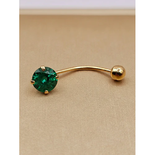Piercing esmeralda y bolita 2 cm 0.7 grs Oro 18k