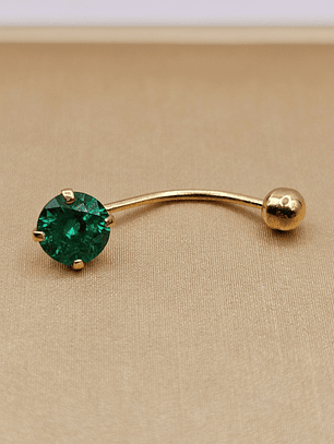 Piercing esmeralda y bolita 2 cm 0.7 grs Oro 18k