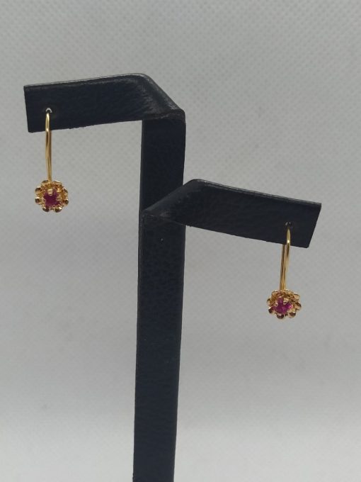 Aros con gancho flor rubi 1.2 grs Oro 18k 2
