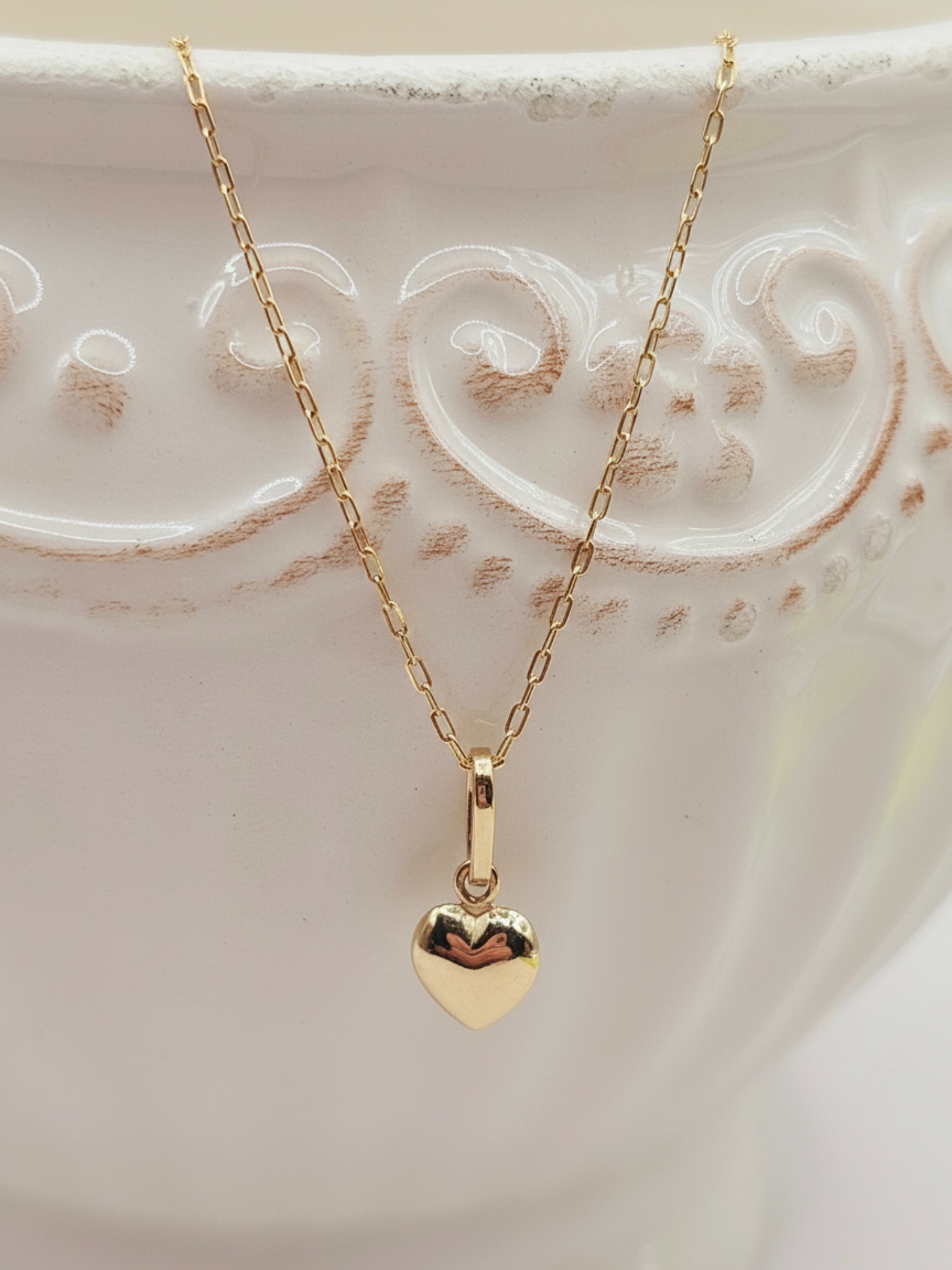 Cadena limada 45 cm y corazón 1.4 cm 1.5 grs Oro 18k  4