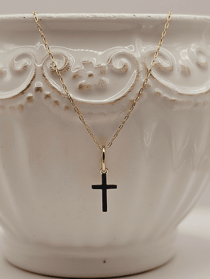 Cadena limada 45 cm y cruz palito 1.7 cm 1.4 grs Oro 18k