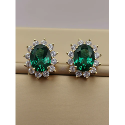 Aros Reina esmeralda y circones 1.5 cm 5.7 grs Oro 18k