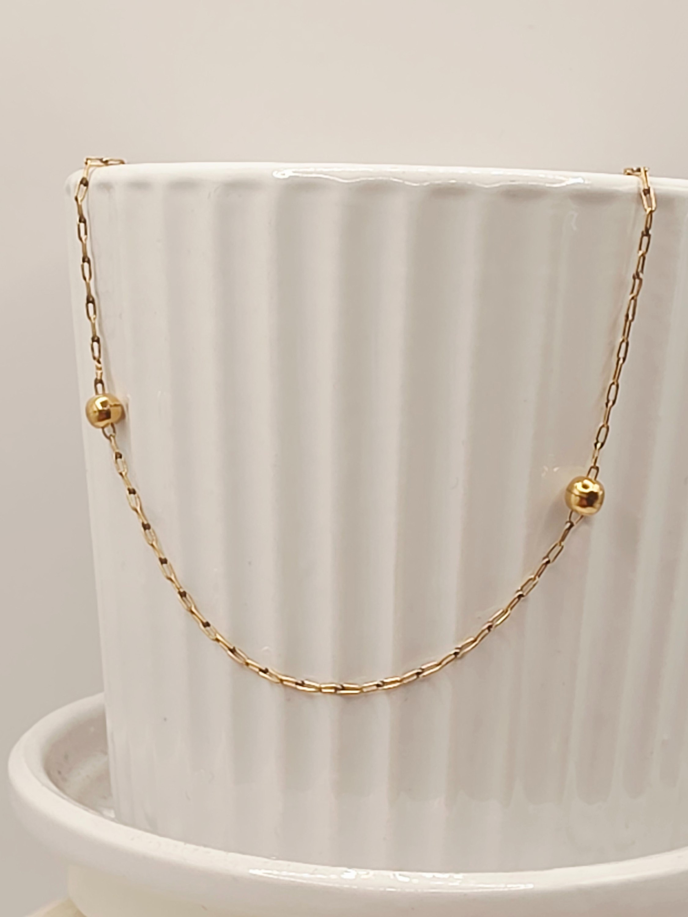 Collar bolitas 40 cm 3 grs Oro 18k  2