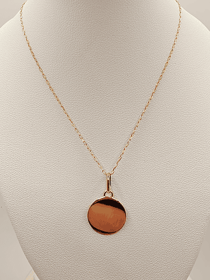 Cadena limada 50 cm con colgante disco liso 1.4 cm 2.2 grs Oro 18k