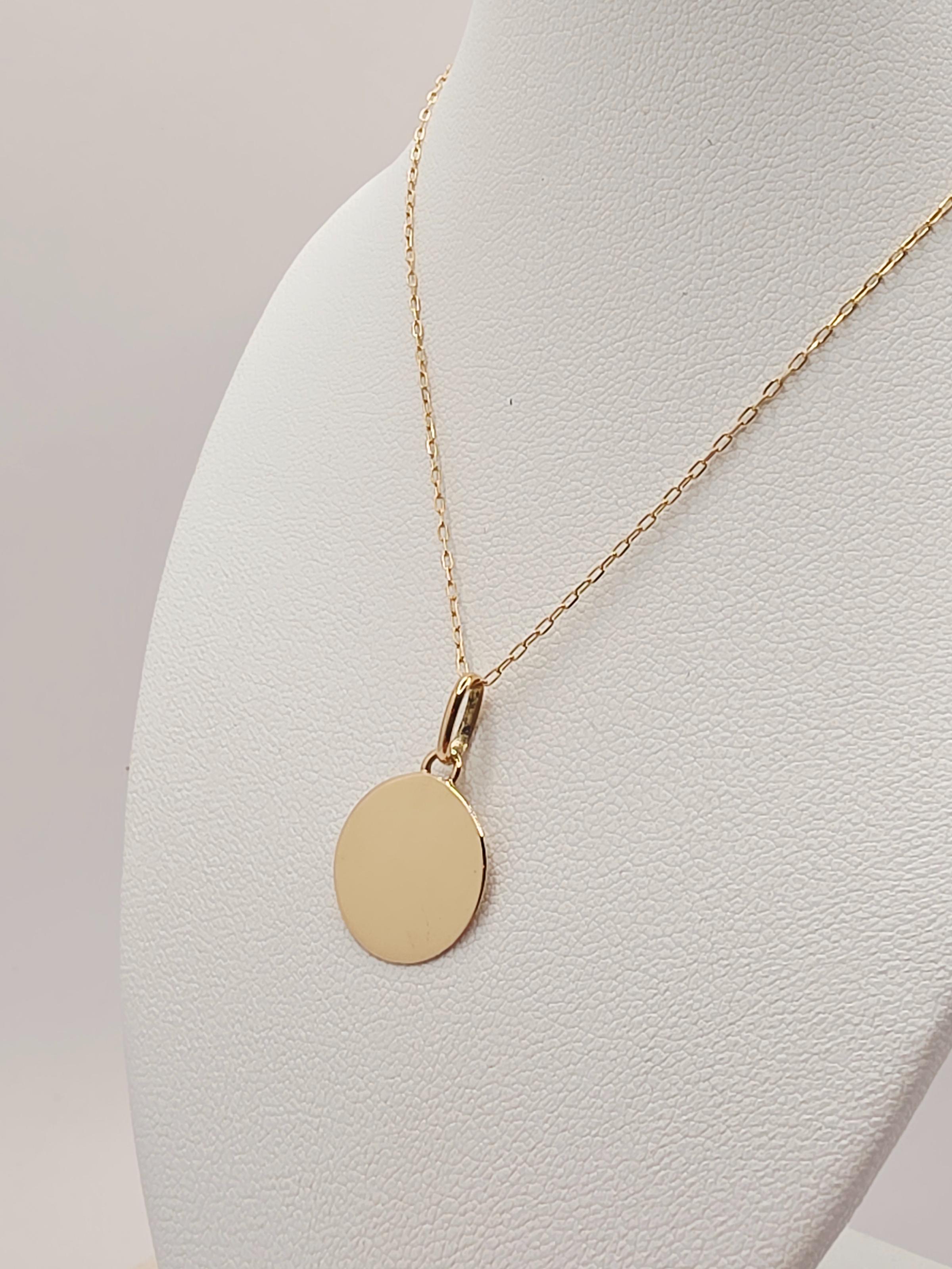 Cadena limada 50 cm con colgante disco liso 1.4 cm 2.2 grs Oro 18k 4