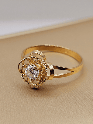 Anillo doble flor circon 2.3 grs Oro 18k