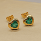 Aros corazón esmeralda 7.5 mm 1.5 grs Oro 18k - Miniatura 2