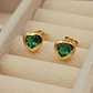 Aros corazón esmeralda 7.5 mm 1.5 grs Oro 18k - Miniatura 1