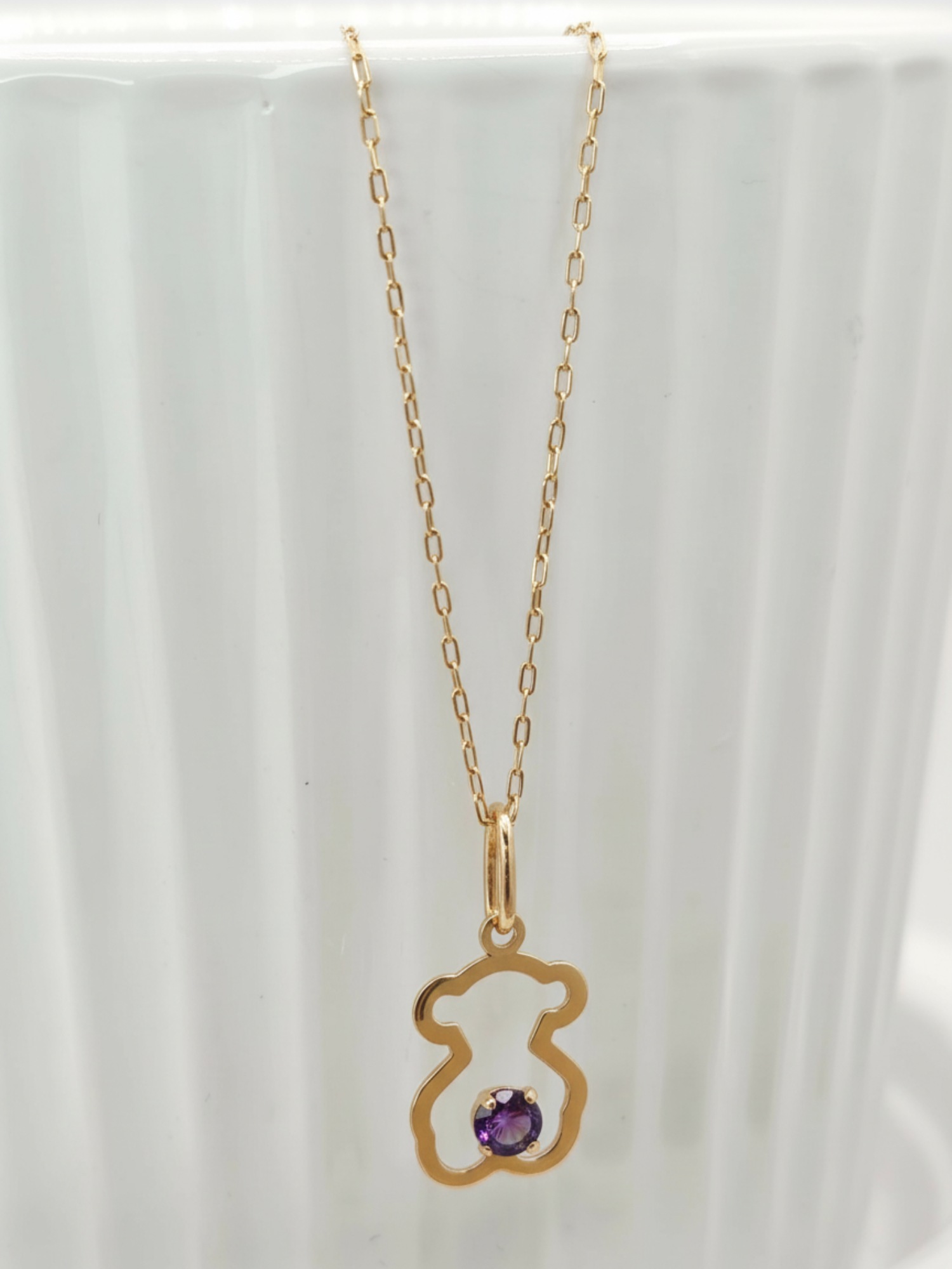 Cadena limada 50 cm y oso amatista 2 cm 1.9 grs Oro 18k 3