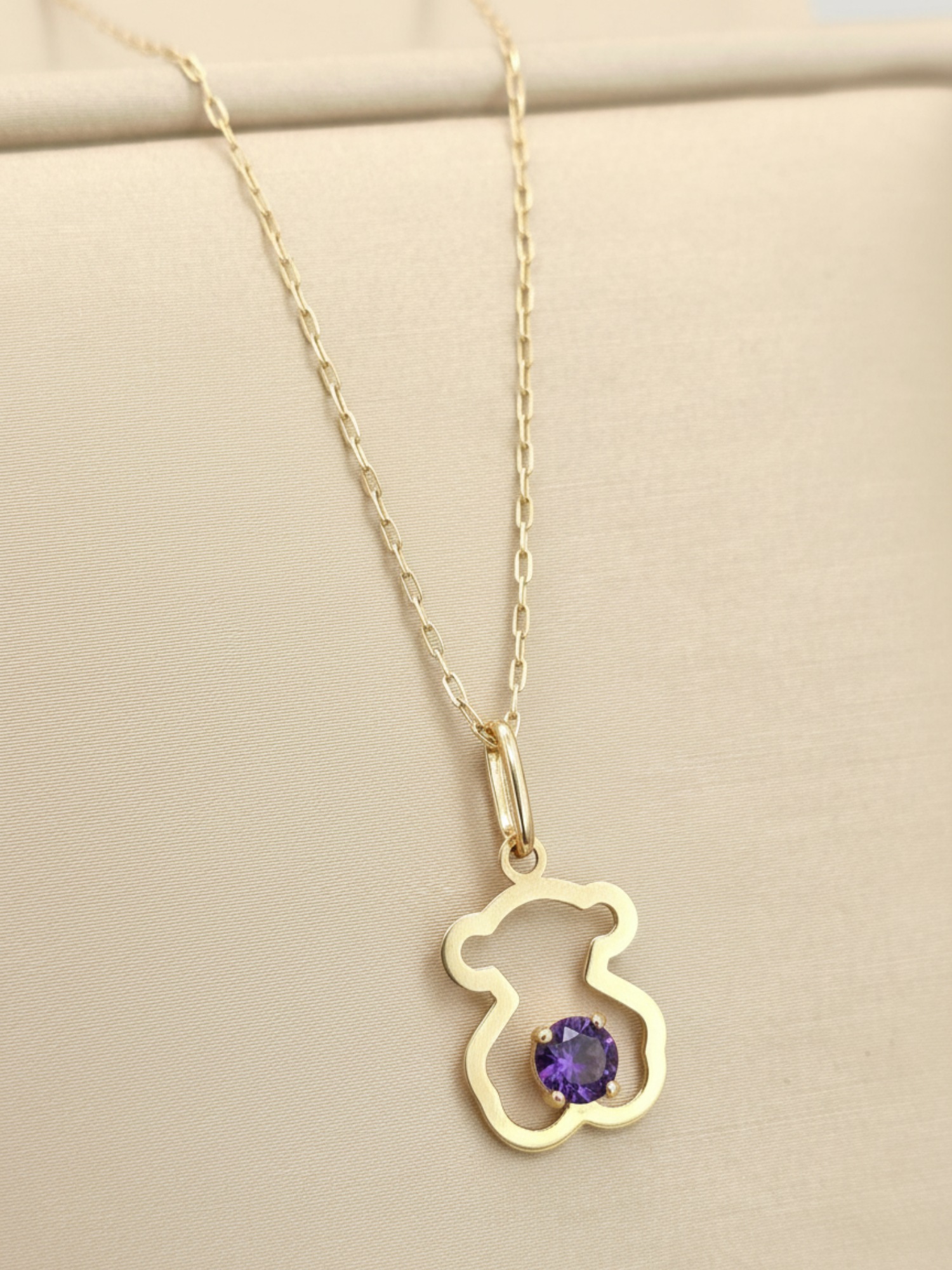 Cadena limada 50 cm y oso amatista 2 cm 1.9 grs Oro 18k 4