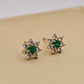 Aros roseta esmeralda y circones 9 mm 2.3 grs Oro 18k - Miniatura 3