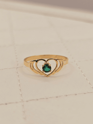 Anillo corazón doble esmeralda 1 gr Oro 18k
