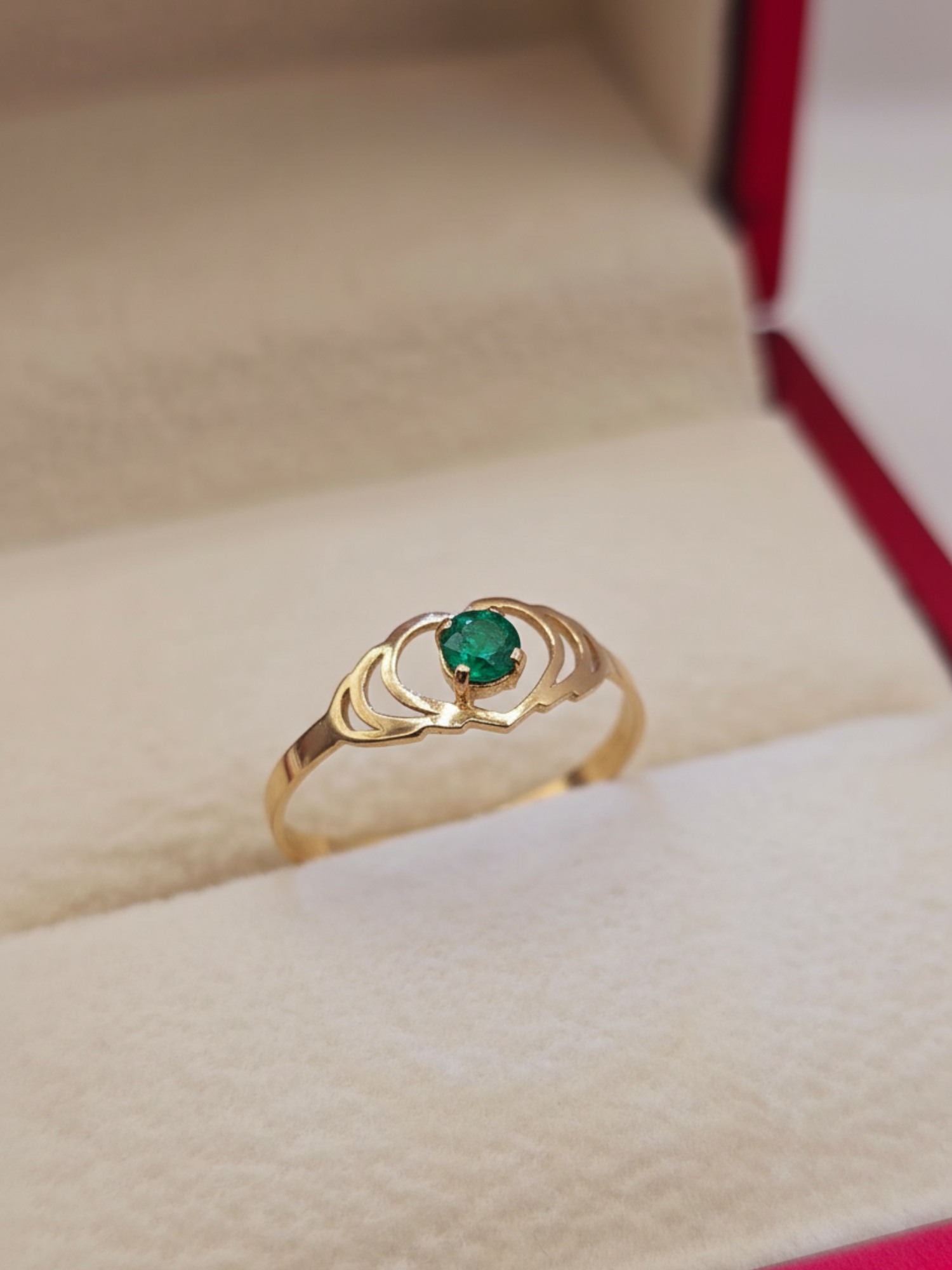 Anillo corazón doble esmeralda 1 gr Oro 18k 5