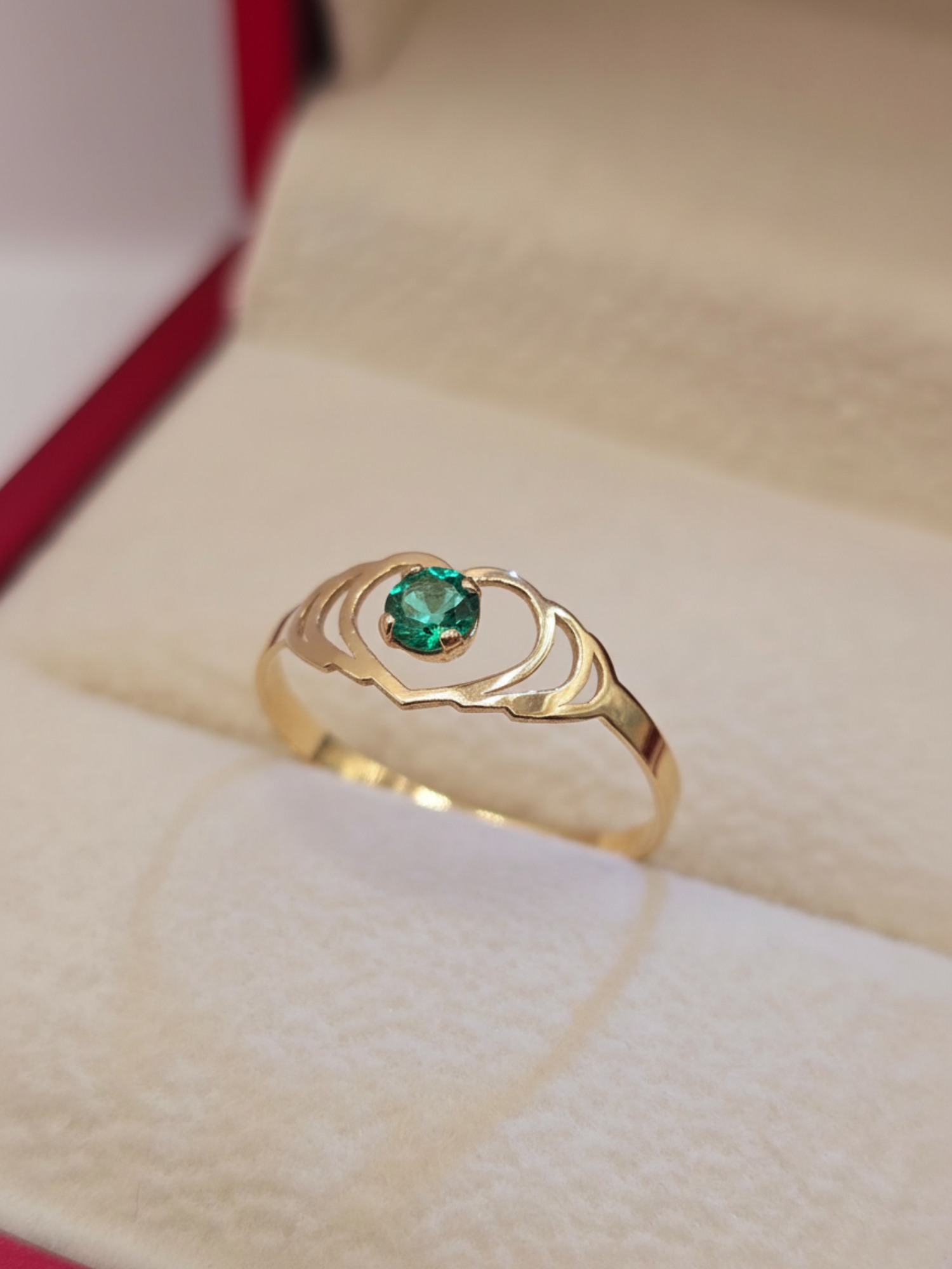 Anillo corazón doble esmeralda 1 gr Oro 18k 3