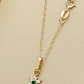 Cadena limada 50 cm con colgante roseta circones y esmeralda 7 mm 1.8 grs Oro 18k - Miniatura 2