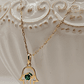 Cadena limada 50 cm y colgante mano de fátima esmeralda 2.7 grs Oro 18k - Miniatura 2