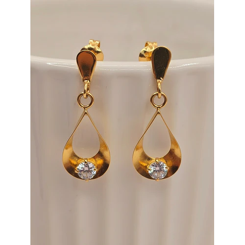 Aros gota circon 2.1 grs Oro 18k