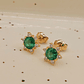 Aros roseta esmeralda y circones 9 mm 1.7 grs Oro 18k - Miniatura 3