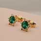 Aros roseta esmeralda y circones 9 mm 1.7 grs Oro 18k - Miniatura 4