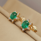 Aros roseta esmeralda y circones 9 mm 1.7 grs Oro 18k - Miniatura 2