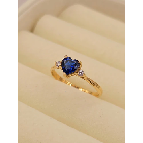 Anillo princesa corazón zafiro y circones 1.7 grs Oro 18k
