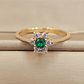 Anillo roseta esmeralda y circones 2.5 grs Oro 18k - Miniatura 1