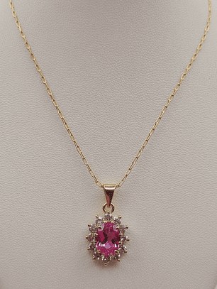 Cadena limada 50 cm y colgante lady rosa de Francia 2.2 cm 4.3 grs Oro 18k