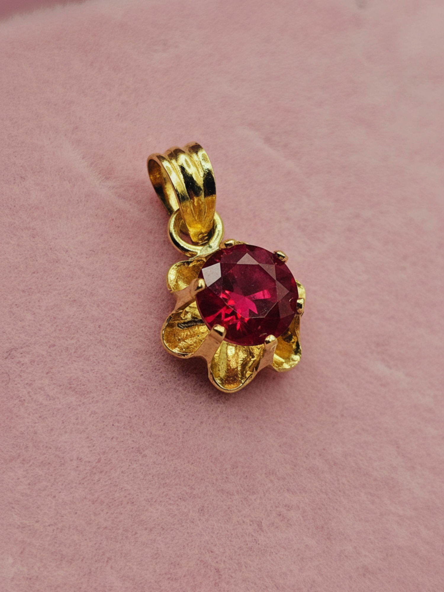 Colgante chaton italiano rubi 1.5 cm 0.7 grs Oro 18k 4